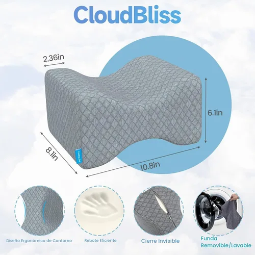 Vista 2 de CloudBliss Almohada de rodilla para personas que duermen de lado, almohada refrescante de piernas para dormir de lado, almohada de rodilla de espuma
