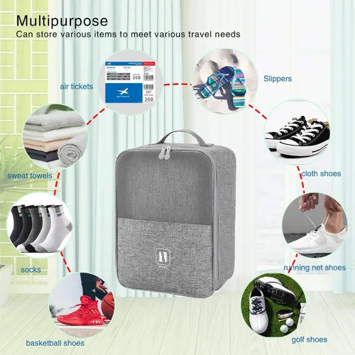 Vista 4 de Bolsas para viajes, paquete de 2, bolsa grande para zapatos con capacidad para 3 pares de zapatos para viajes, bolsa portátil para zapatos y bolsa