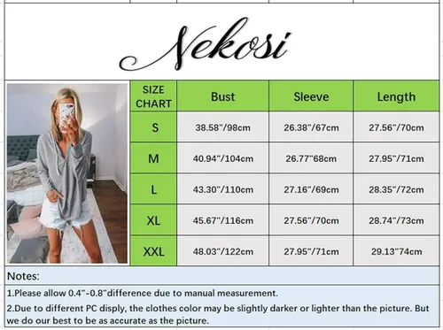 Vista 6 de NEKOSI Sudaderas con capucha y cuello en V de manga larga para mujer