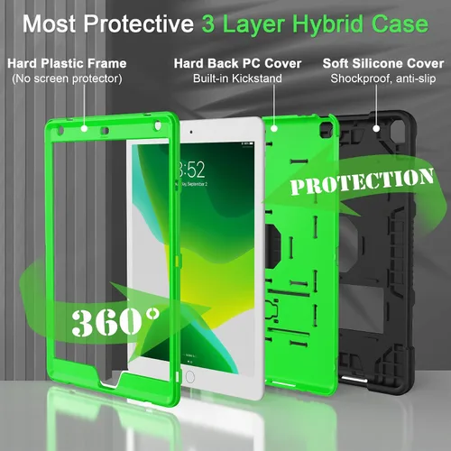 Vista 3 de TIMISM Funda para iPad de 9ª/8ª/7ª generación (2021/2020/2019), resistente grado militar, a prueba de golpes, resistente, funda protectora de 10.2