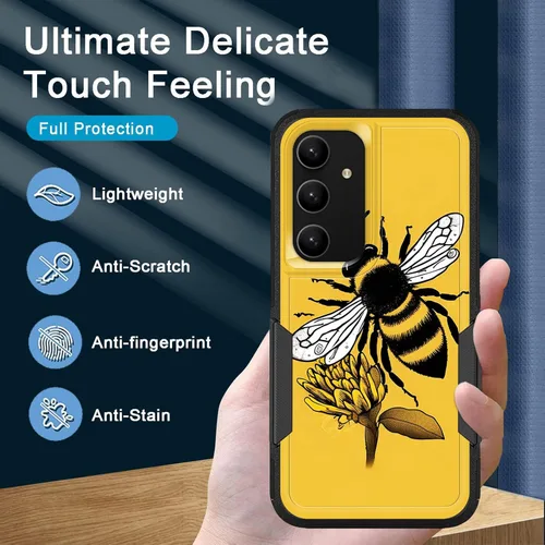 Vista 113 de Funda para Galaxy A14 5G, resistente de doble capa híbrida de policarbonato duro, goma suave, a prueba de golpes, funda protectora resistente