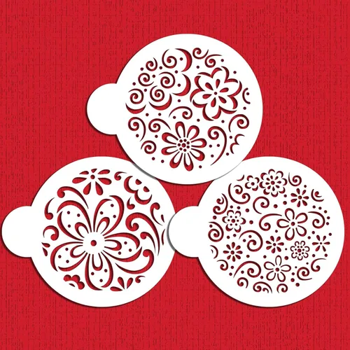 Vista 2 de Juego de plantillas de galletas Color Splash de Designer Stencils Beige/semitransparentes, se adapta a galletas de 4 pulgadas