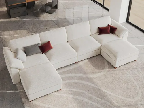 Vista 104 de EASE MOOSE Sofá modular verde seccional de gran tamaño en forma de L Pana verde