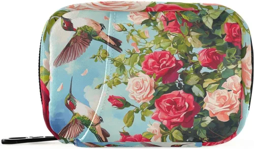 Vista 13 de Pastillero de viaje con forma de calavera roja con forma de corazón rojo semanal pequeño (cota), pastillero para 7 días, soporte para vitaminas