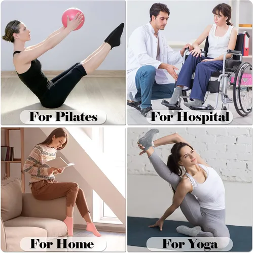 Vista 4 de Olreco Calcetines de agarre para mujeres y hombres, calcetines de pilates, calcetines de yoga, calcetines antideslizantes para mujer, calcetines
