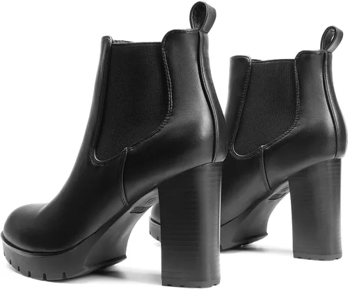Vista 5 de DREAM PAIRS Chelsea - Botas al tobillo para mujer, con plataforma, tacón alto y grueso, con elástico lateral