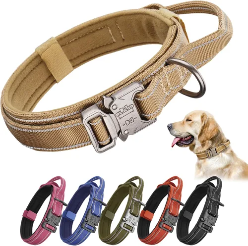 Vista 12 de KCUCOP - Collar táctico para perro, collar militar para perro, collares para perro Tactipup, ajustable, hebilla de metal resistente para perros M, L