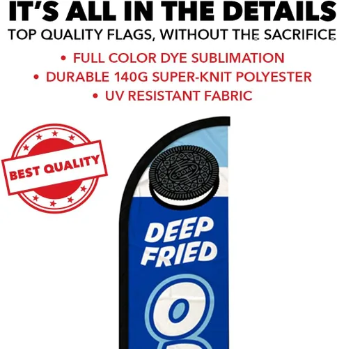 Vista 3 de Bandera sin viento de Oreos Deep Fried - Ideal para restaurantes, camiones de comida, ferias, eventos de carnaval y negocios