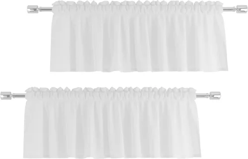 Vista 8 de Cenefas traslúcidas beige de 18 pulgadas, cortinas para ventana de sala de estar, dormitorio, cocina, mini paneles de cortina cortos pequeños