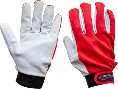 Vista 11 de SAFE HANDLER Guantes de montaje ECO Tela elástica para mayor comodidad, transpirable, cierre seguro de gancho y bucle, palma de cuero de cabra