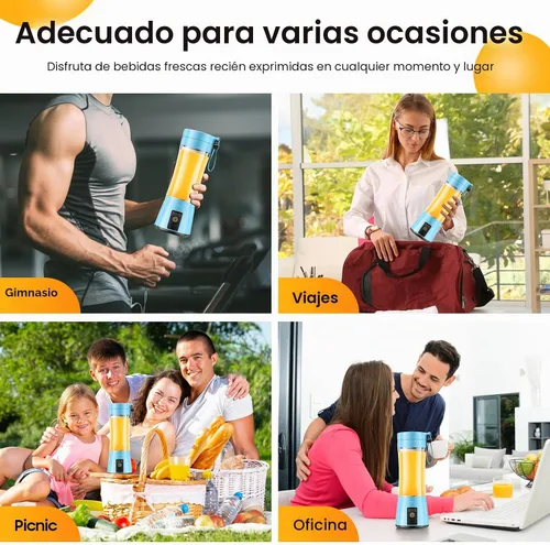 Vista 4 de Licuadora portátil de tamaño personal para hacer batidos - Mini licuadora Azul