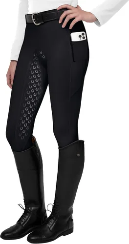 Vista 18 de FitsT4 Sports Mallas de Equitación de Asiento Completo para Mujer con Agarre de Silicona Activa Pantalones Ecuestres Albaricoque