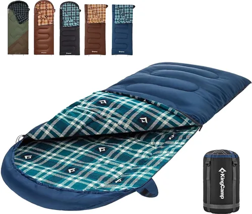 Vista 15 de KingCamp Sleeping Bag for Adults, Cold Weather & Warm XL Big and Tall Flannel Sleeping Bags with Compression Sack Portable Waterproof Essentials