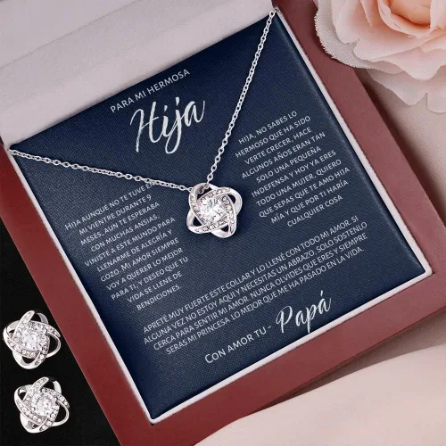 Vista 5 de Regalo para hija, collar para padre e hija, juego de regalo para hija, Papá e hija, collar Mensaje personalizado de amor para mi hermosa hija