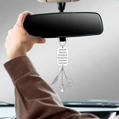 Vista 3 de Espejo retrovisor conmemorativo, adorno colgante de condolencias para la pérdida de la madre, padre, amante, amigo, recuerdo, recuerdo, recuerdo