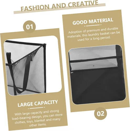 Vista 8 de Beaupretty Cesta plegable de malla para ropa sucia, diseño de mango resistente para el hogar al aire libre