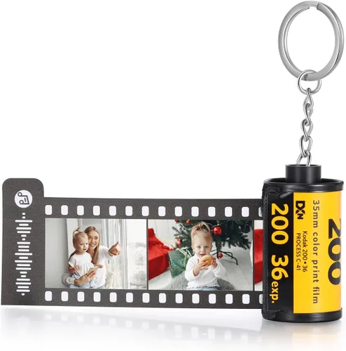 Vista 9 de Llaveros personalizados con fotos, llavero personalizado con rollo de película de cámara de imagen, regalo para novio