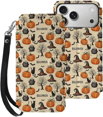 Vista 41 de SWEET TANG Compatible with iPhone 17 Pro Wallet Case Women PU Leather Shockproof Protective Folio Flip Cover (Cute Thanksgiving Turkey Maple Leaf)