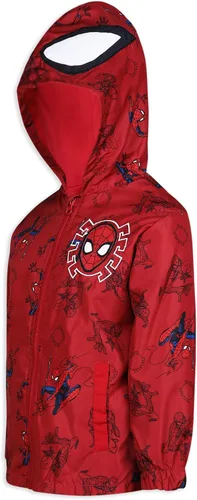 Vista 3 de Marvel Spiderman - Cortavientos con capucha y cremallera para niños pequeños - Rojo