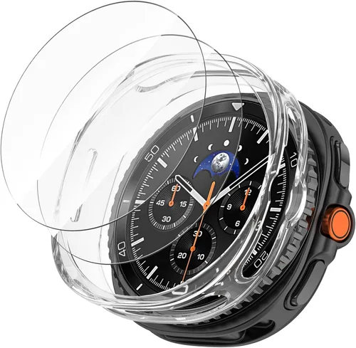 Vista 9 de Miimall [Paquete de 2+1] Funda y protector de pantalla para Samsung Galaxy Watch 8 Classic de 1.811 pulgadas, carcasa protectora chapada en TPU Negro