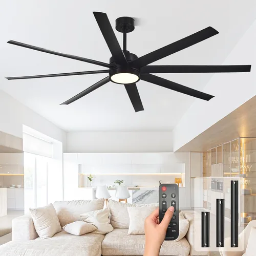 Vista 15 de Ventiladores de techo modernos con luces, ventilador de techo de 72 pulgadas con control remoto para dormitorio, sala de estar, cocina, biblioteca