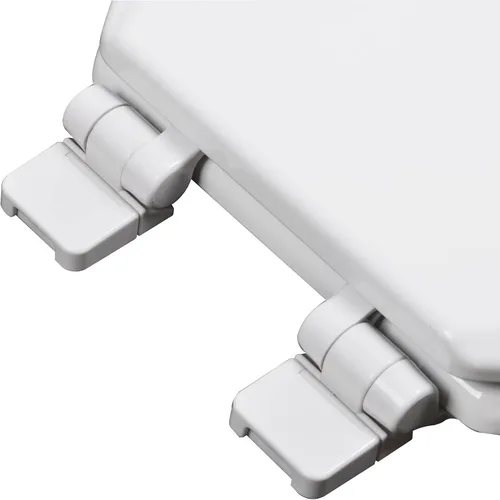 Vista 4 de 1Q1R7-00 Asiento de inodoro de madera moldeada de alta calidad con cierre lento con bisagra Vari-Adjust Release 'N' Clean Lok-Down y accesorios
