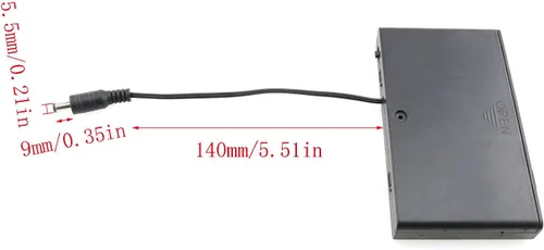 Vista 2 de 8 x Soporte de batería AA 8x1.5V 12V Caja de Batería Negra con DC 0.217x0.083 in Conector macho e interruptor de encendido/apagado