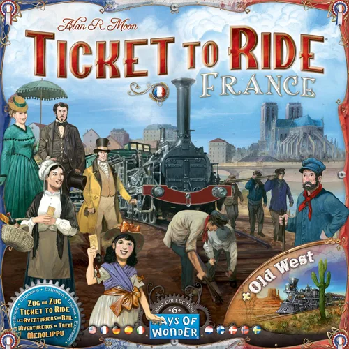 Vista 2 de Asmodee Ticket to Ride France + expansión del juego de mesa Old West: juego de estrategia de ruta de tren, divertido juego familiar para niños