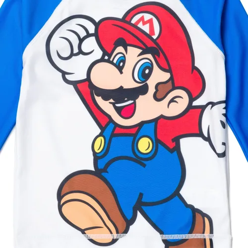 Vista 4 de SUPER MARIO Nintendo Mario Rash Guard - Camiseta de natación para niños pequeños a grandes