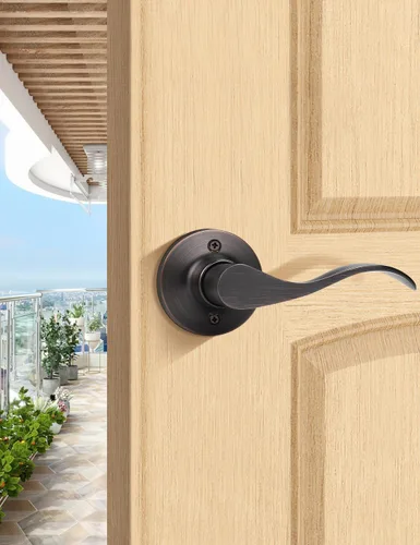 Vista 35 de Mengico 1 juego de manijas de puerta para interiores, cerradura de palanca de puerta negra, manijas de puerta falsas interiores (derecha e izquierda)