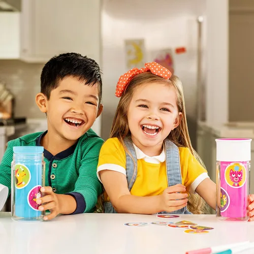 Vista 2 de Munchkin® Miracle® 360 - Vaso para beber con aislamiento, incluye calcomanías para personalizar la taza, 9 onzas, azul