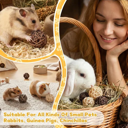 Vista 4 de Paquete de 30 juguetes de conejillos de indias, bolas masticables de animales pequeños, bolas de juego para animales pequeños, juguetes masticables