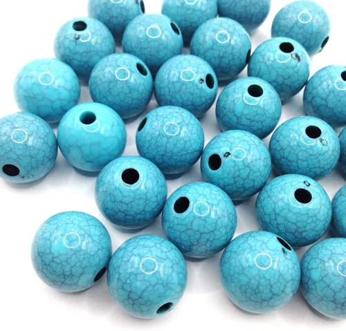 Vista 14 de 50 cuentas sueltas redondas y sueltas de 0.551 pulgadas (0.551 in), cuentas espaciadoras para manualidades, collares, pulseras y joyería, color azul