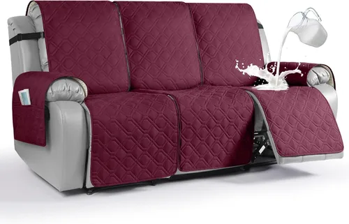 Vista 9 de VANSOFY Funda impermeable para sofá reclinable, lavable, funda para sofá reclinable de 1 pieza, protector de muebles con correas elásticas, bolsillo