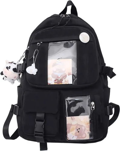 Vista 8 de Eagerrich Cute Aesthetic Kawaii Backpack for Teen Girls School Beige