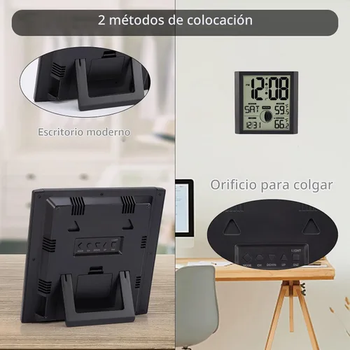 Vista 7 de Reloj de pared atómico con pantalla de números grandes