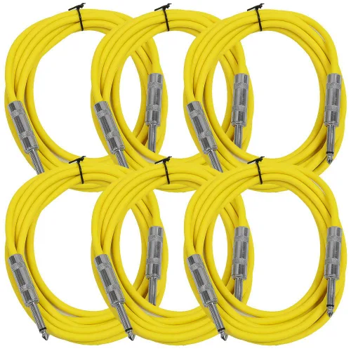 Vista 10 de Seismic Audio Cables de guitarra para altavoces, cables de guitarra TS de ¼ pulgadas, 3 pies, multicolor, paquete de 6 Color múltiple