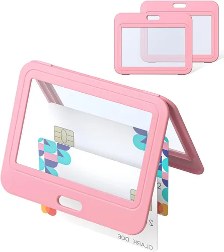 Vista 15 de Uniclife Paquete de 3 Portacarnet Deslizante con Ventanas de Doble Cara Funda Vertical de Plástico Duro Negro Bolsa Protectora de Tarjetas