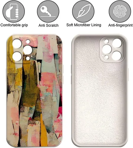 Vista 3 de Amanqunta Funda compatible con iPhone 14 Pro Max, hermosa funda de silicona suave con textura abstracta colorida para mujeres y niñas, diseño