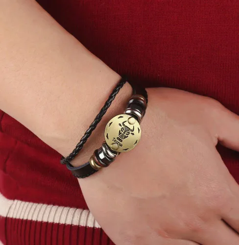 Vista 42 de Hamoery Pulsera de cuero de aleación punk para Constellation trenzada pulsera pulsera brazalete