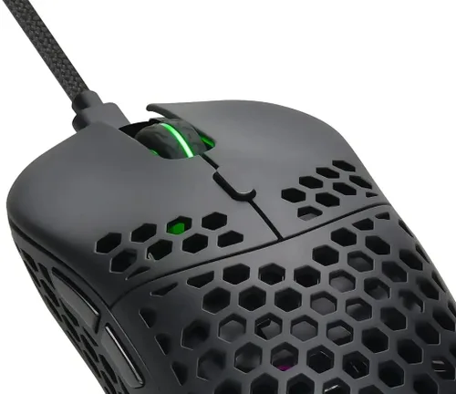 Vista 4 de Monoprice Hyper-K - Mouse inalámbrico ultraligero para juegos, sensor óptico PixArt, ofrece 6 configuraciones de DPI programables, Dark Matter