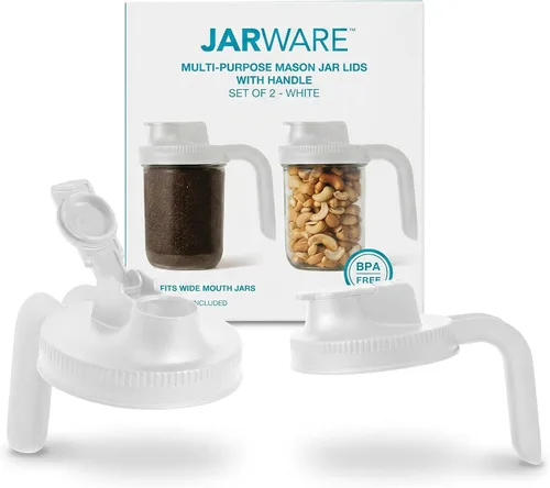 Vista 11 de Jarware 82686 - Juego de 2 tapas de boca ancha con boquilla para tarro de masón, color negro