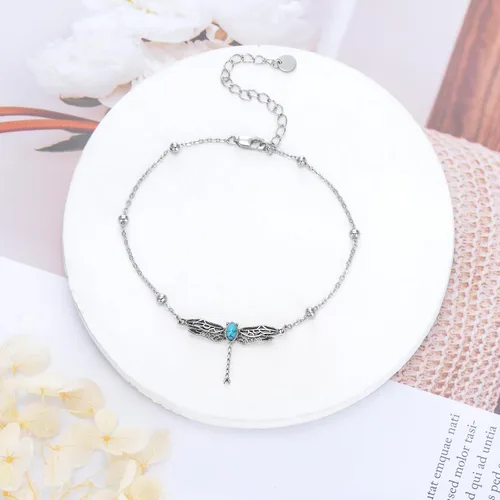 Vista 4 de Pulsera de plata esterlina S925 ajustable con perlas, girasol, libélula y libélula, regalos de joyería de cumpleaños para mujeres, hija, novia