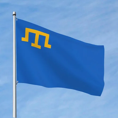 Vista 2 de Bandera del pueblo tártaro de Crimea de 4 x 6 pies, poliéster duradero, divertido cartel decorativo para exteriores, banderas de patio