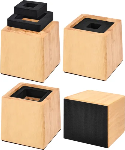 Vista 16 de Elevadores de cama resistentes, 3 pulgadas de alto (interior de 2 pulgadas de alto), borde elevado de 1 pulgada, carga de 2600 libras, para marco