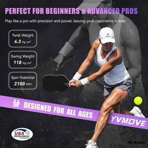 Vista 7 de USAPA Approved Pickleball Paddle 6-Layer T800 Carbon Fiber 16mm Thermoformed Pickleball Racket with High Spin & Extended Grip, Professional