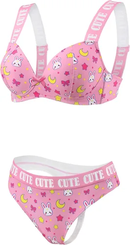 Vista 5 de Littleforbig Conjunto de ropa de dormir con correa para dormir Cami Top y tanga Bralette Set - Usagi Sporty