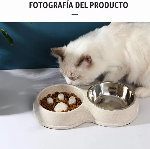 Vista 2 de Tineer Cuenco de acero inoxidable para mascotas de alimentación lenta para Blanco