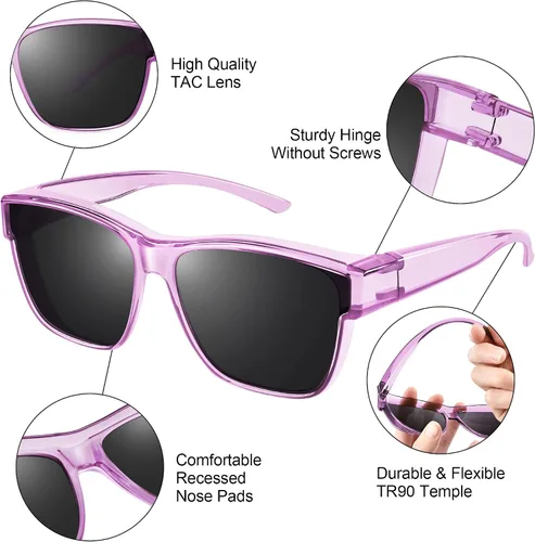 Vista 5 de URUMQI Polarized Sunglasses Fit Over Glasses for Men Women, Oversized Square Sun Glasses UV400 Protection Shades