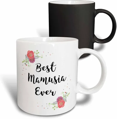Vista 11 de 3dRose InspirationzStore – Love Series – Floral Best Mamusia Ever bonita acuarela rosa flores – Polaco mamá – tazas (taza_311973), Negro/Blanco